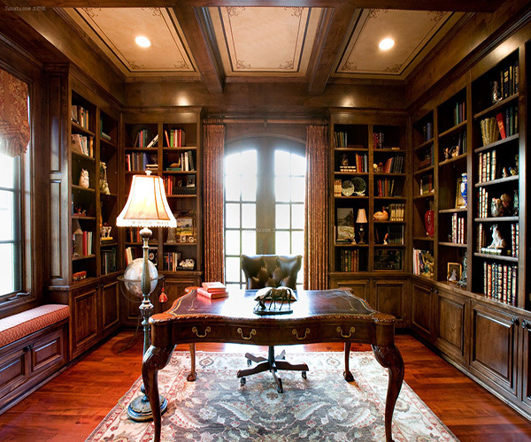 普宁别墅书房装修设计，可以让你在家中办公也能提升工作效率